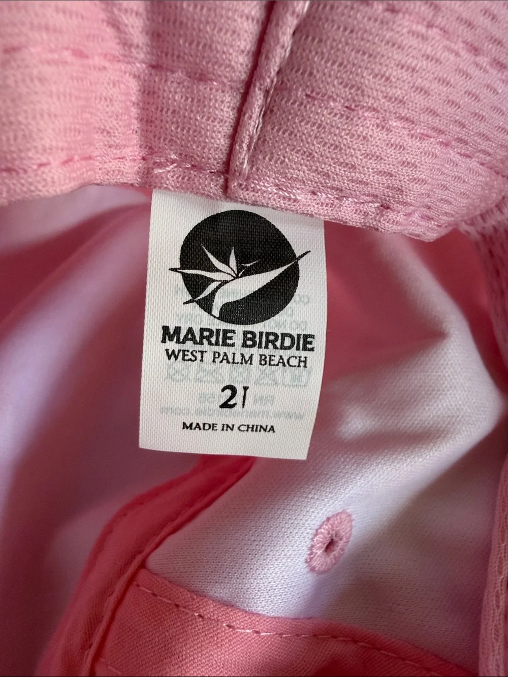 Marie Birdie Pink Bucket Hat with Green Stripe. Size 2 (older youth fit) NWOT